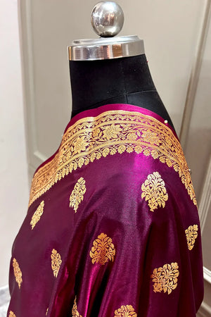 Purple Zari Katan Silk Banarasi Saree