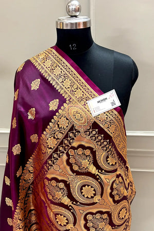 Purple Zari Katan Silk Banarasi Saree