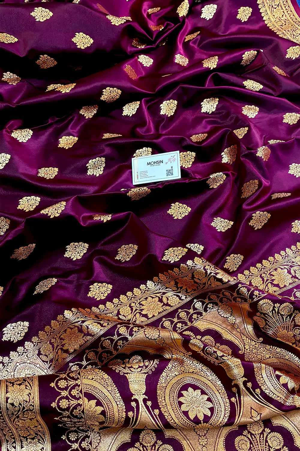 Purple Zari Katan Silk Banarasi Saree