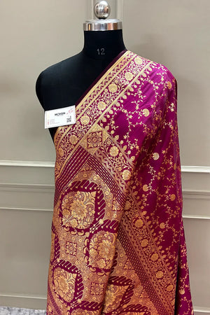 Purple Zari Katan Silk Banarasi Saree