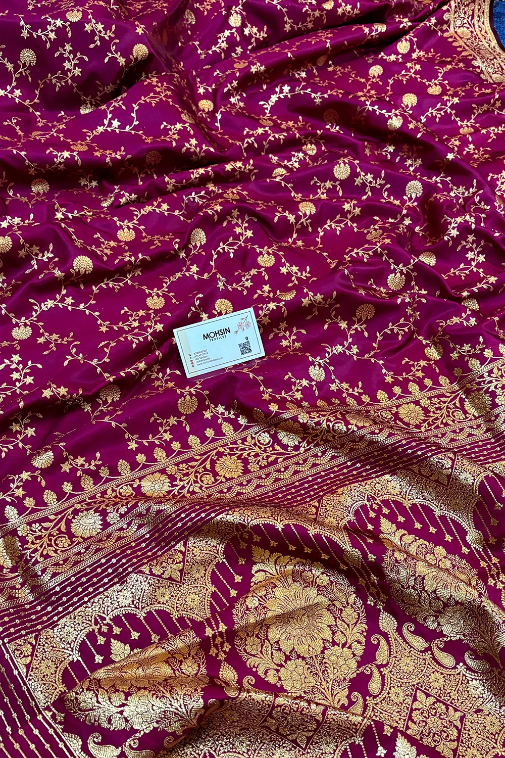 Purple Zari Katan Silk Banarasi Saree