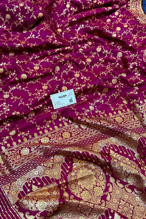 Purple Zari Katan Silk Banarasi Saree