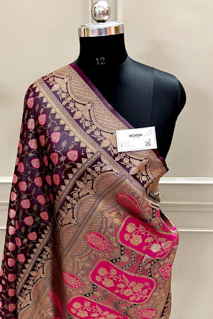 Purple Zari Katan Silk Banarasi Saree