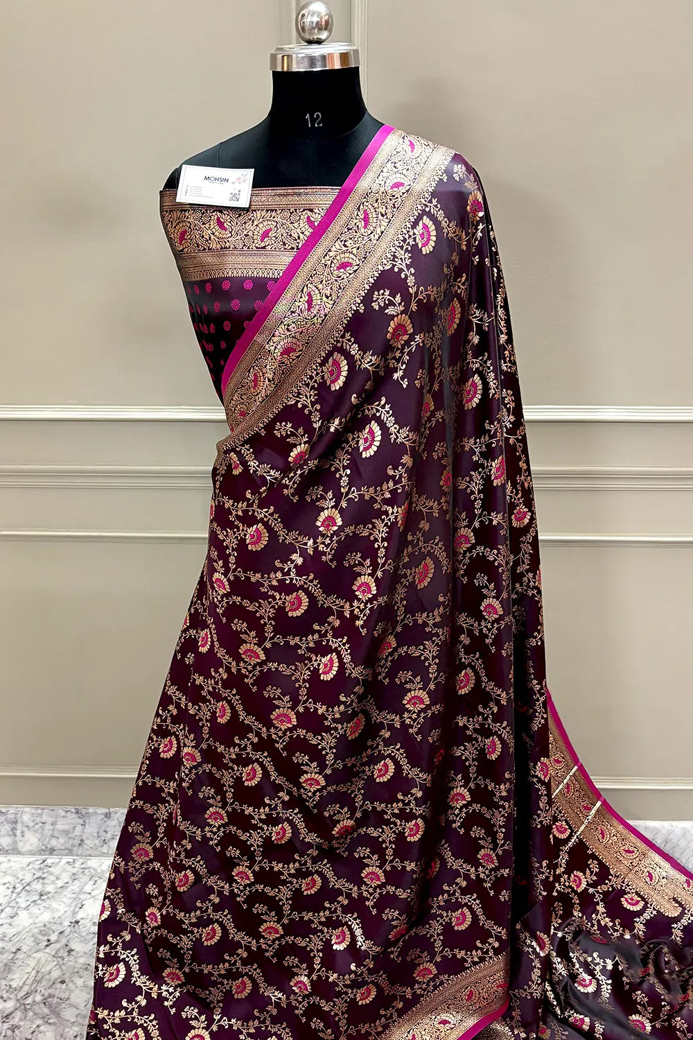 Purple Zari Katan Silk Banarasi Saree