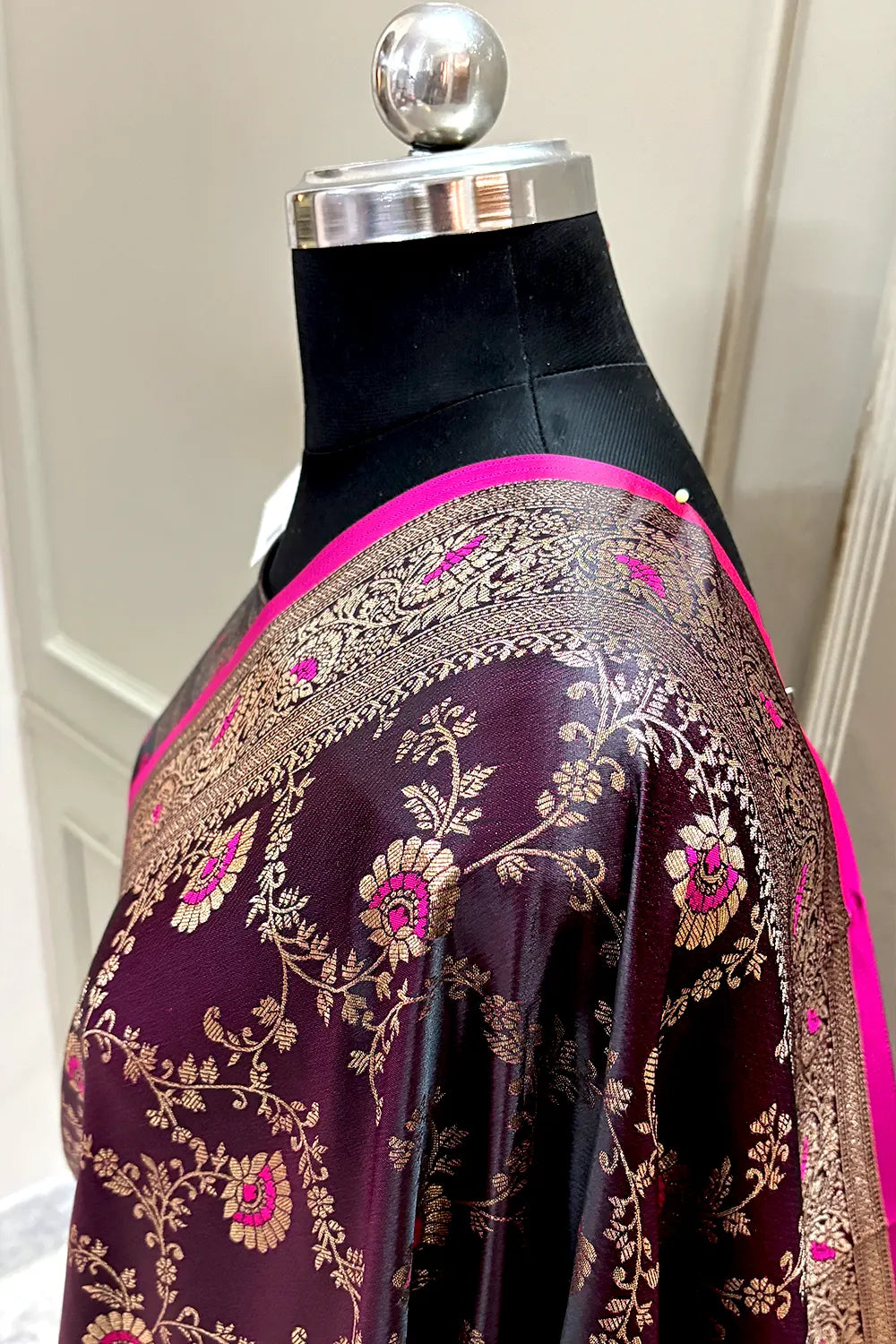 Purple Zari Katan Silk Banarasi Saree