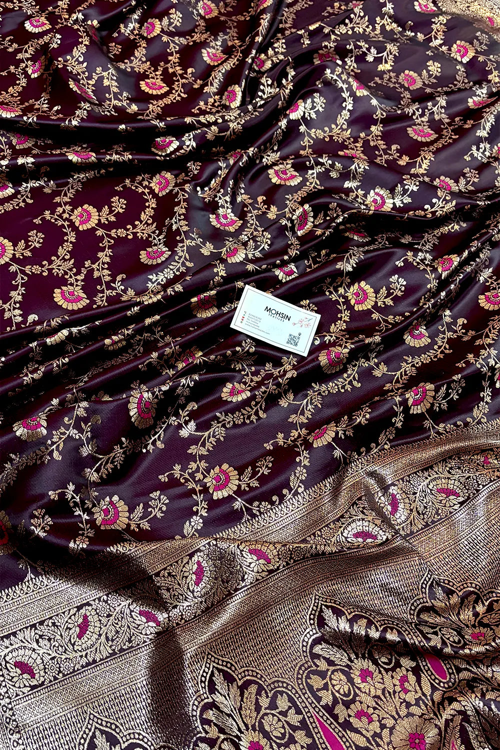 Purple Zari Katan Silk Banarasi Saree