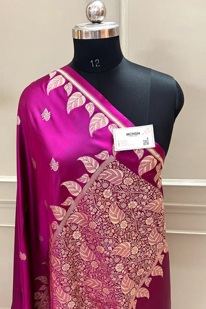 Purple Zari Katan Silk Banarasi Saree