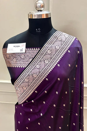 Purple Zari Katan Silk Banarasi Saree