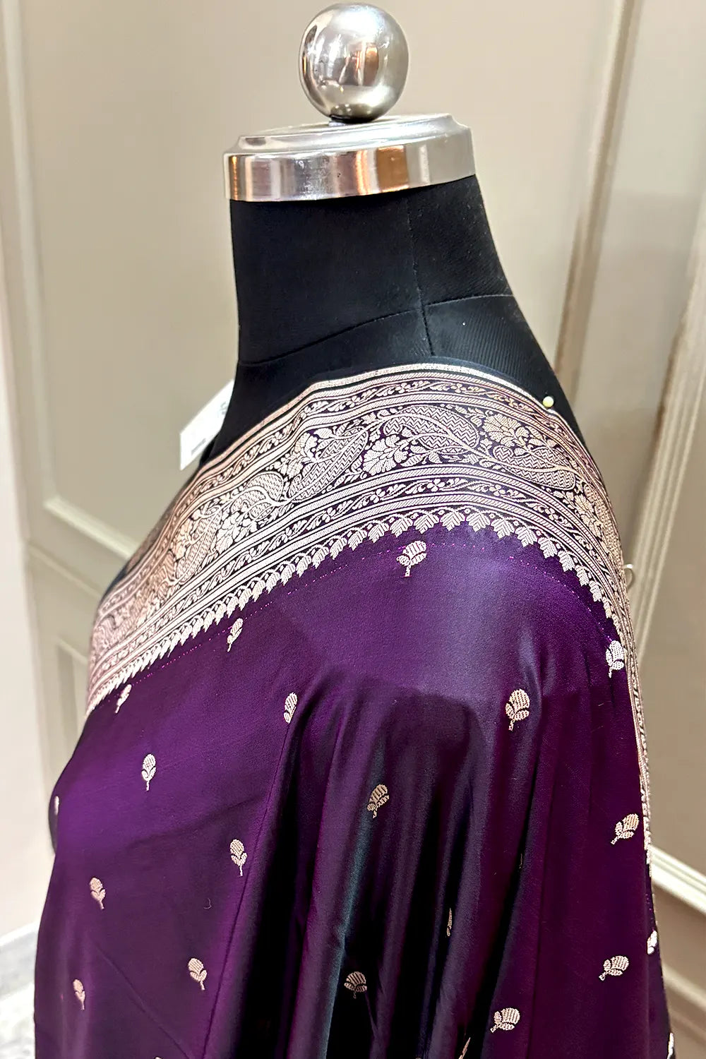 Purple Zari Katan Silk Banarasi Saree