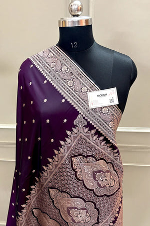 Purple Zari Katan Silk Banarasi Saree