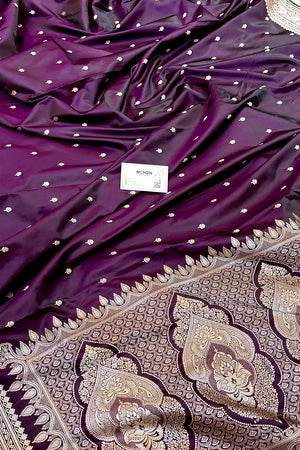 Purple Zari Katan Silk Banarasi Saree