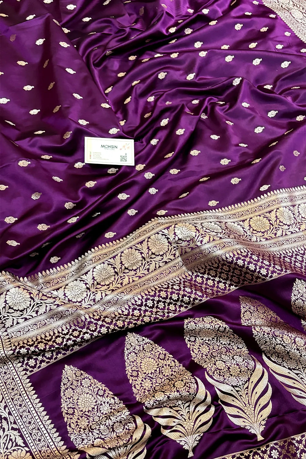 Purple Zari Katan Silk Banarasi Saree