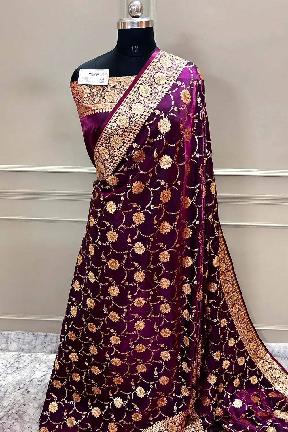Purple Zari Katan Silk Banarasi Saree