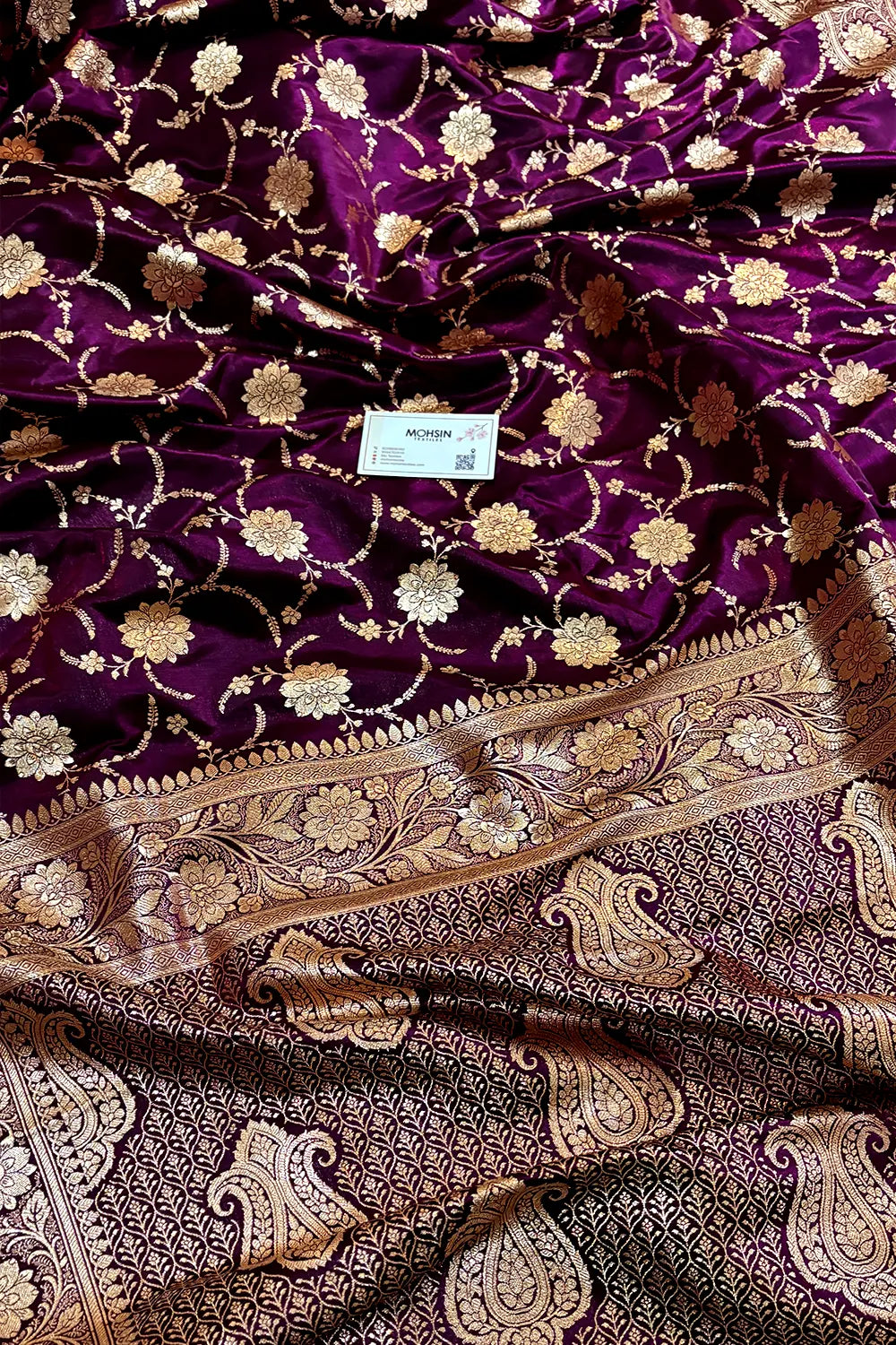 Purple Zari Katan Silk Banarasi Saree