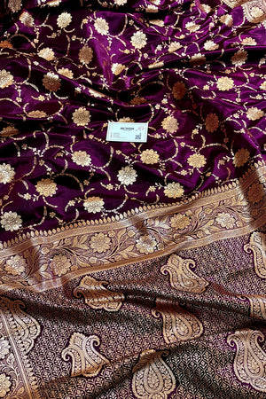 Purple Zari Katan Silk Banarasi Saree