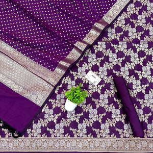 Purple Zari Katan Silk Banarasi Suit