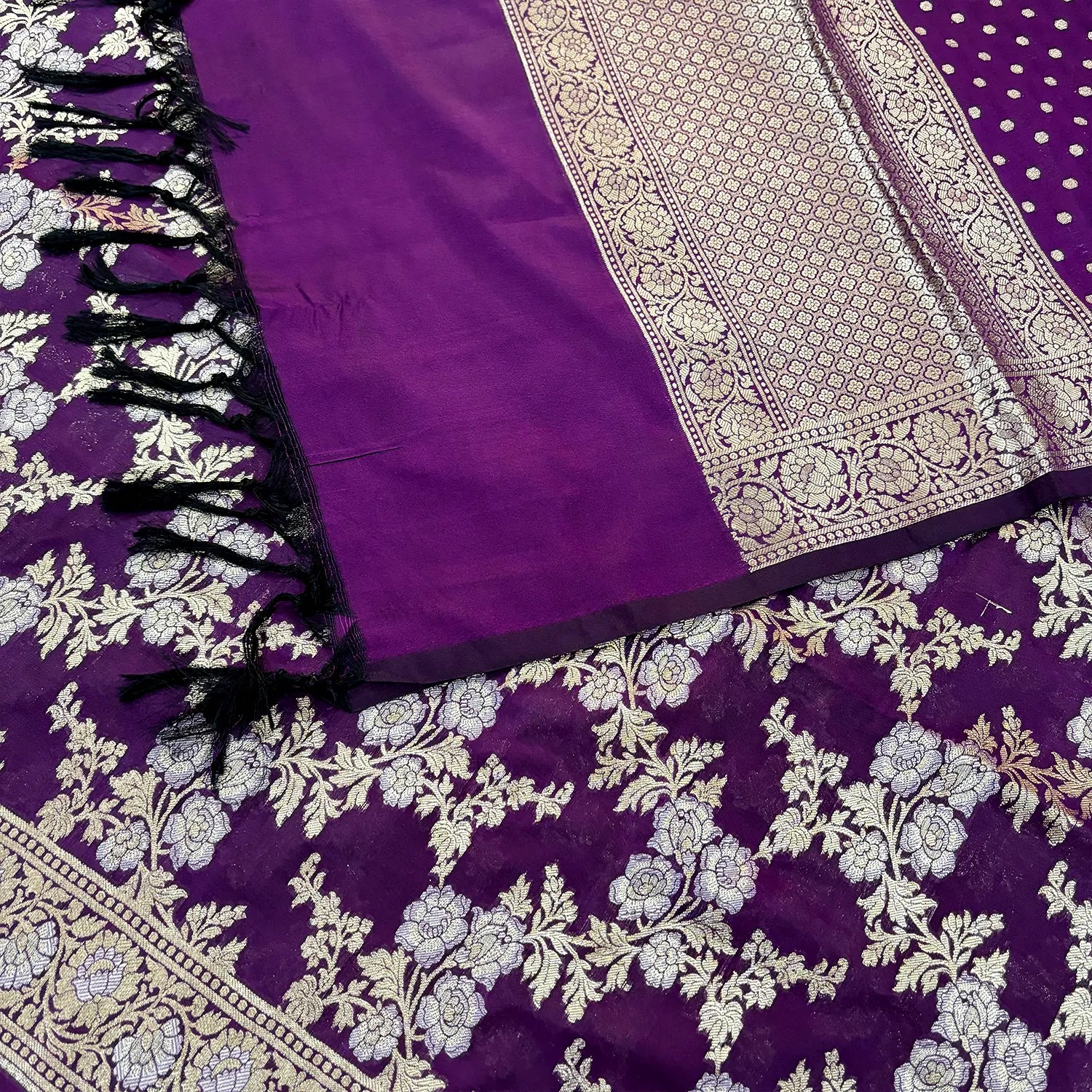 Purple Zari Katan Silk Banarasi Suit