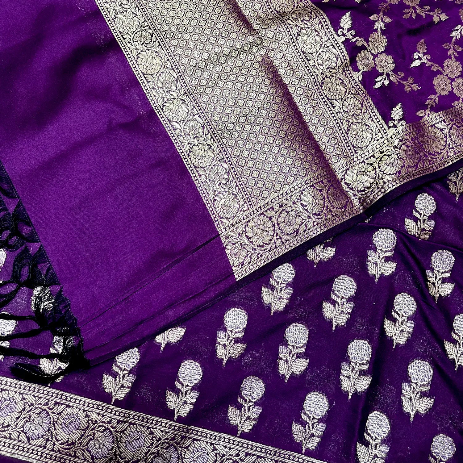 Purple Zari Katan Silk Banarasi Suit