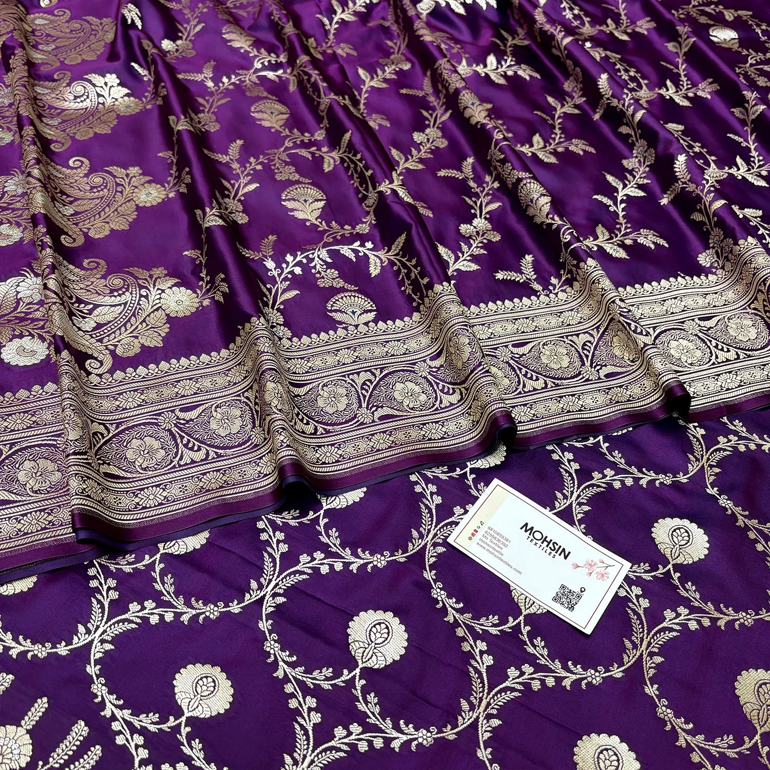 Purple Zari Katan Silk Banarasi Suit