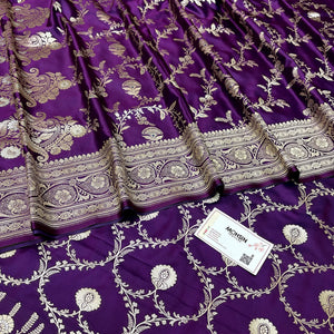 Purple Zari Katan Silk Banarasi Suit