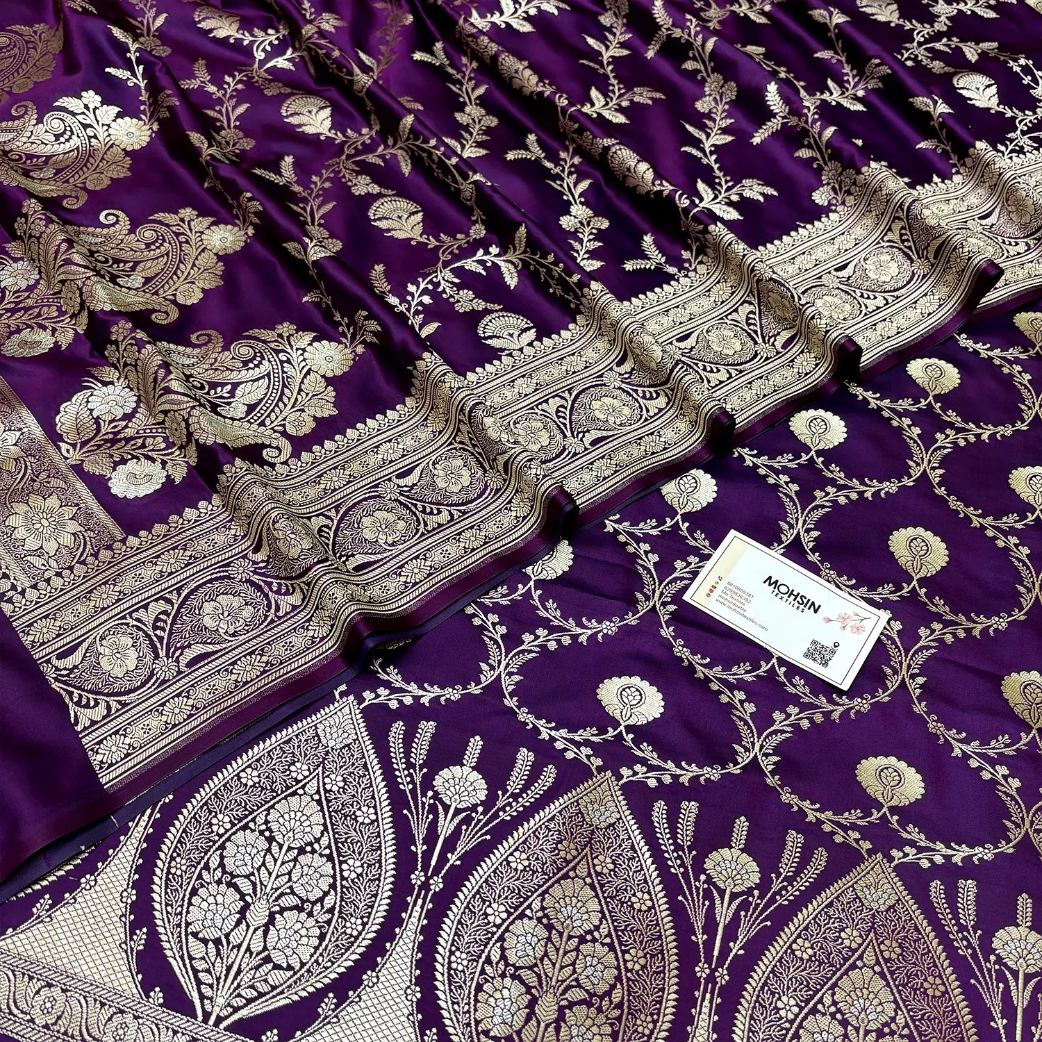 Purple Zari Katan Silk Banarasi Suit