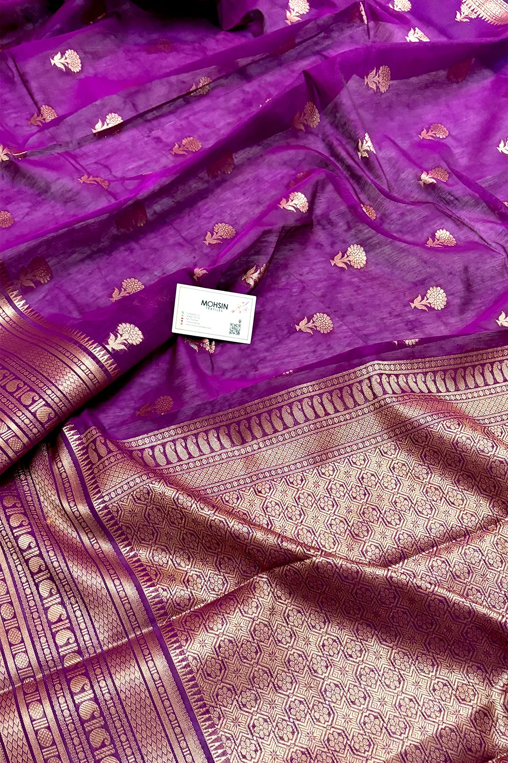 Purple Zari Resham Banarasi Silk Saree