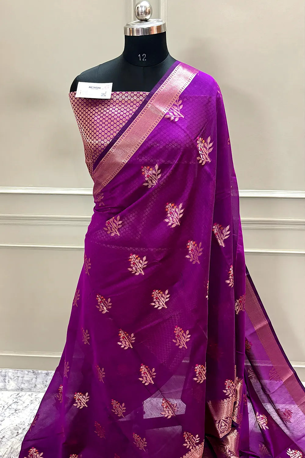 Purple Zari Resham Banarasi Silk Saree