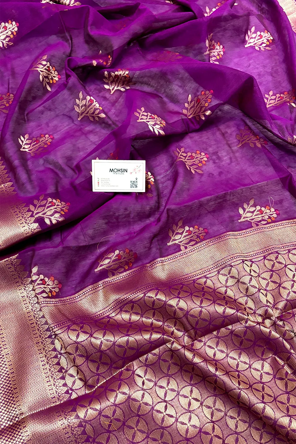 Purple Zari Resham Banarasi Silk Saree