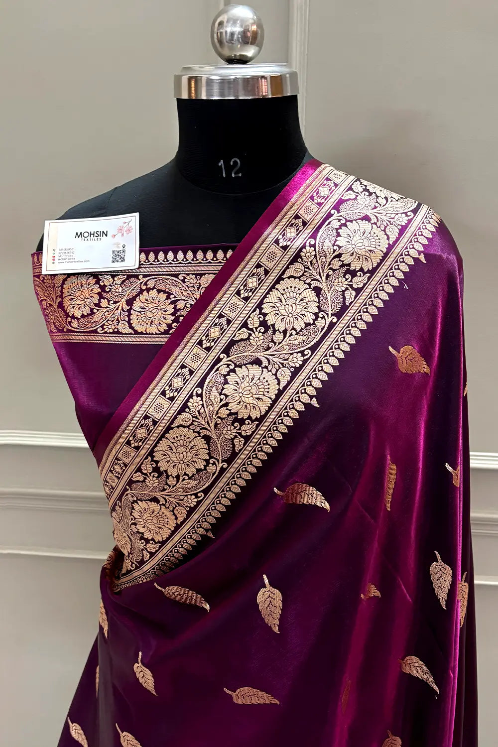 Purple Zari Satin Silk Banarasi Saree