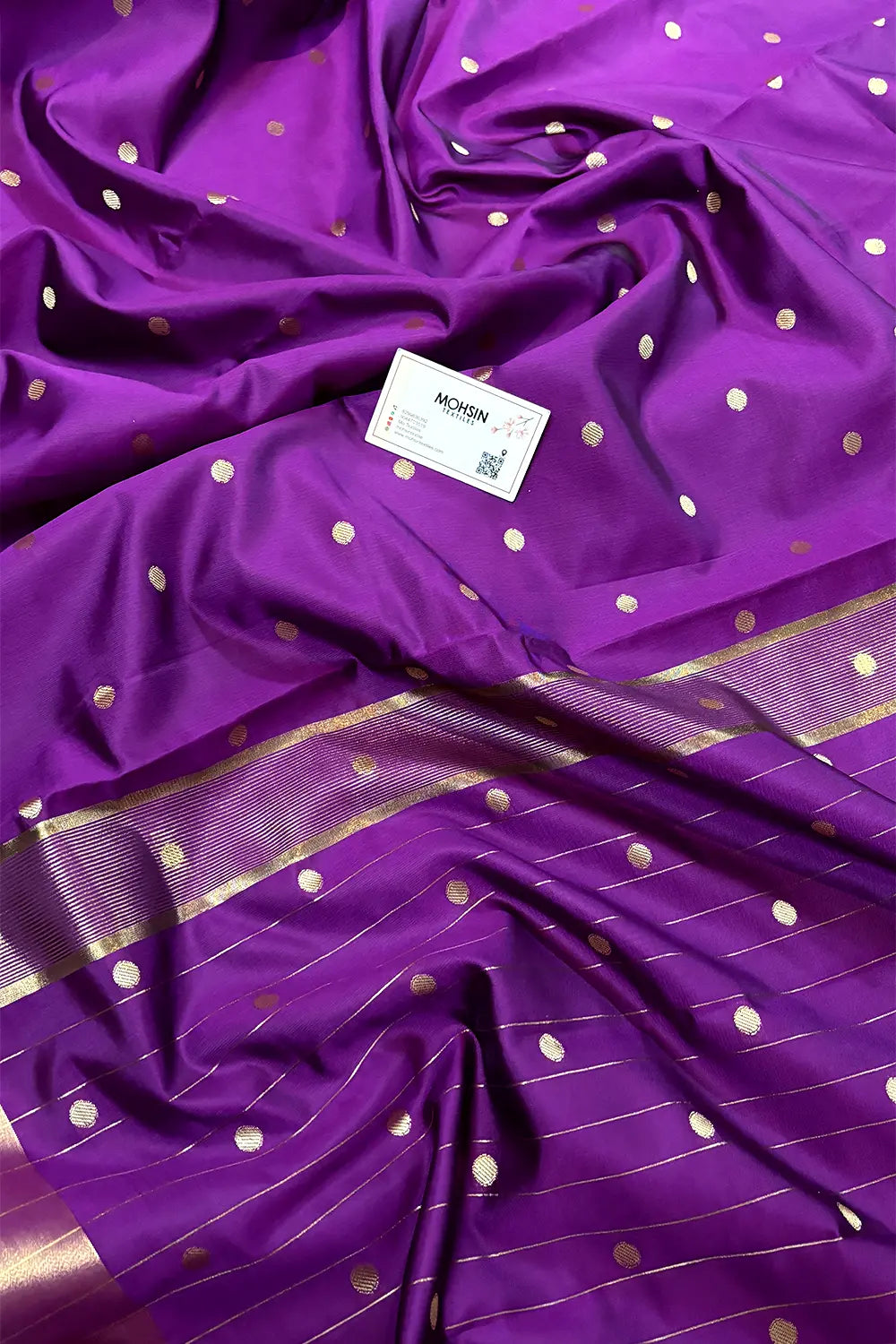 Purple Zari Semi Katan Silk Banarasi Saree