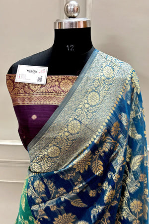 Rainbow Resham Zari Cotton Silk Banarasi Saree