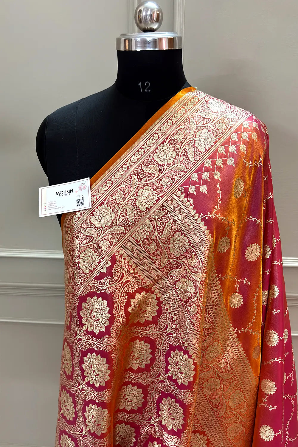 Rani Orange Zari Katan Silk Banarasi Saree