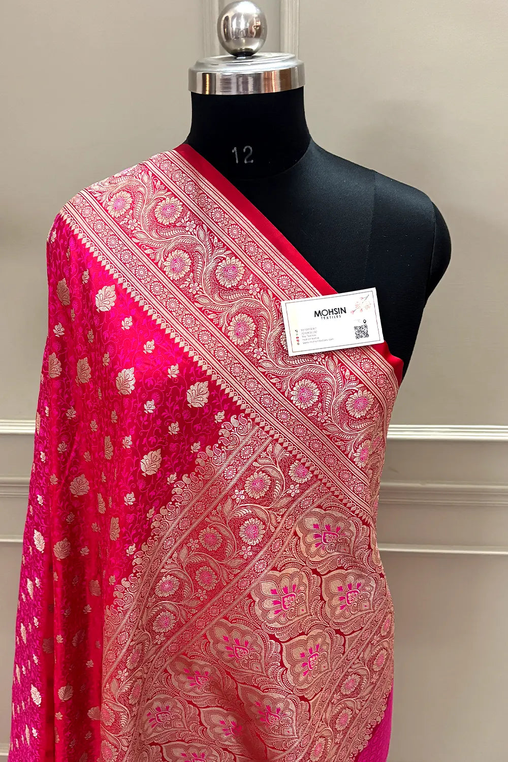 Rani Pink Chunni Munni Buti Katan Silk Banarasi Saree