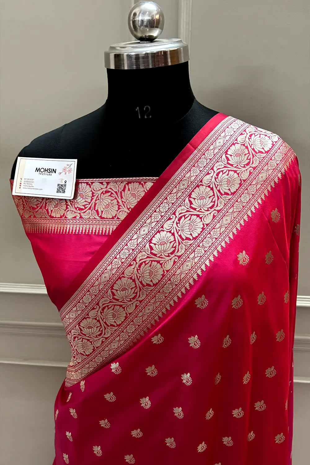 Rani Pink Ghonga Buti Katan Silk Banarasi Saree