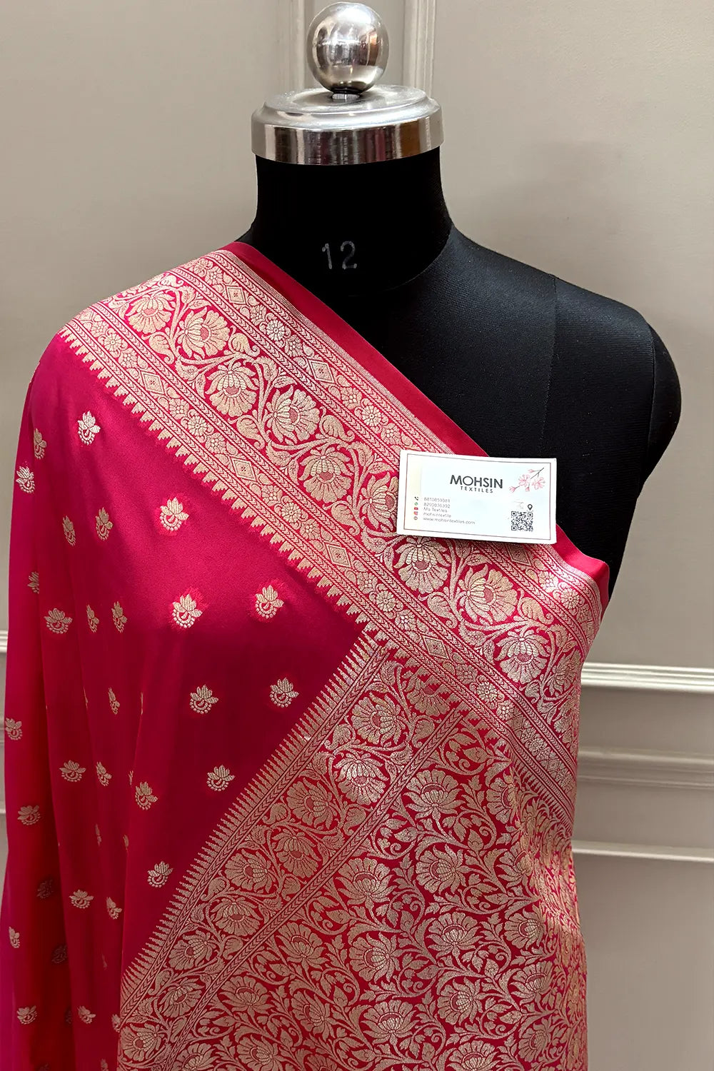 Rani Pink Ghonga Buti Katan Silk Banarasi Saree