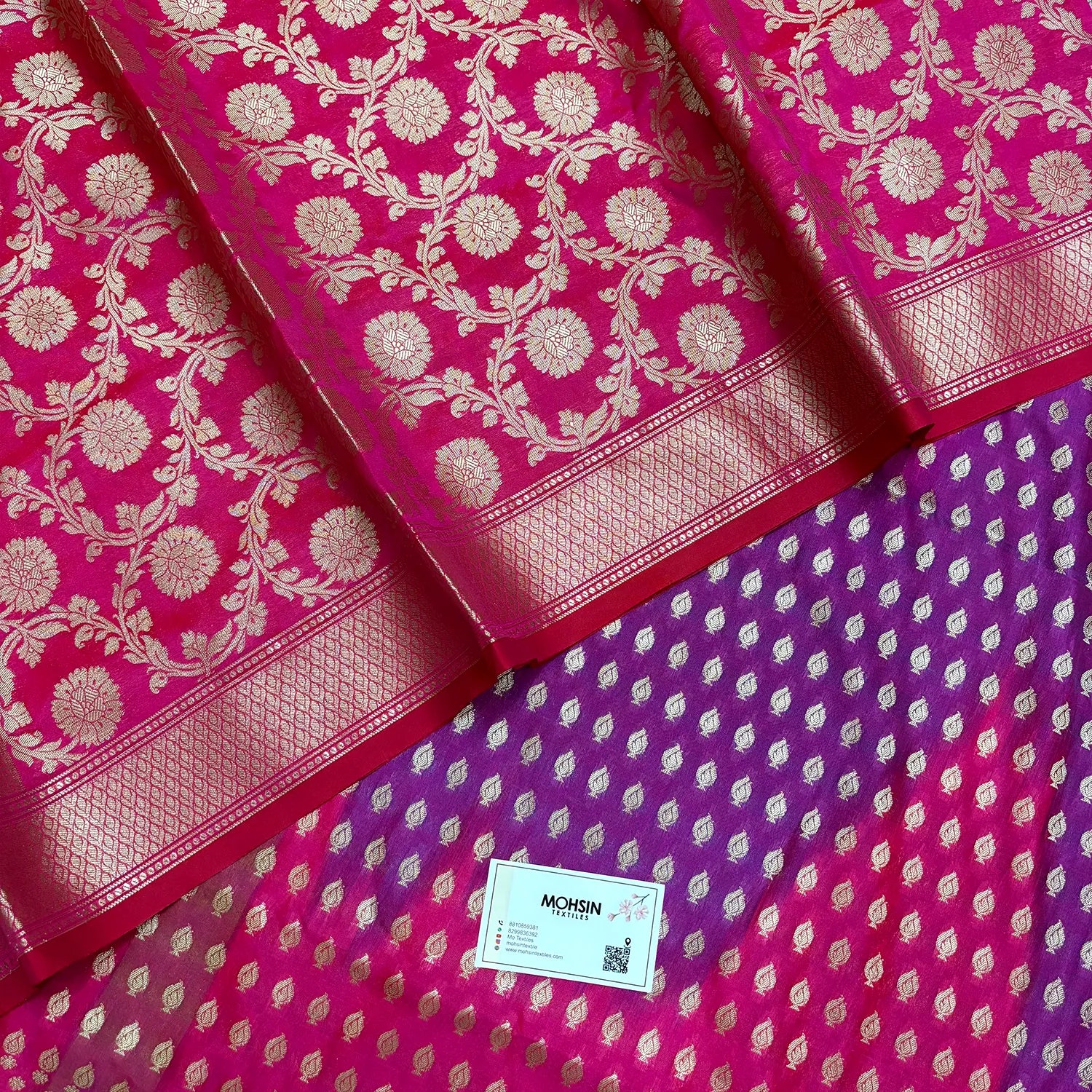 Rani Pink Guldaan Agni Rangkaat Katan Silk Banarasi Suit