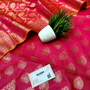 Rani Pink Kalgha Buti Banarasi Silk Suit