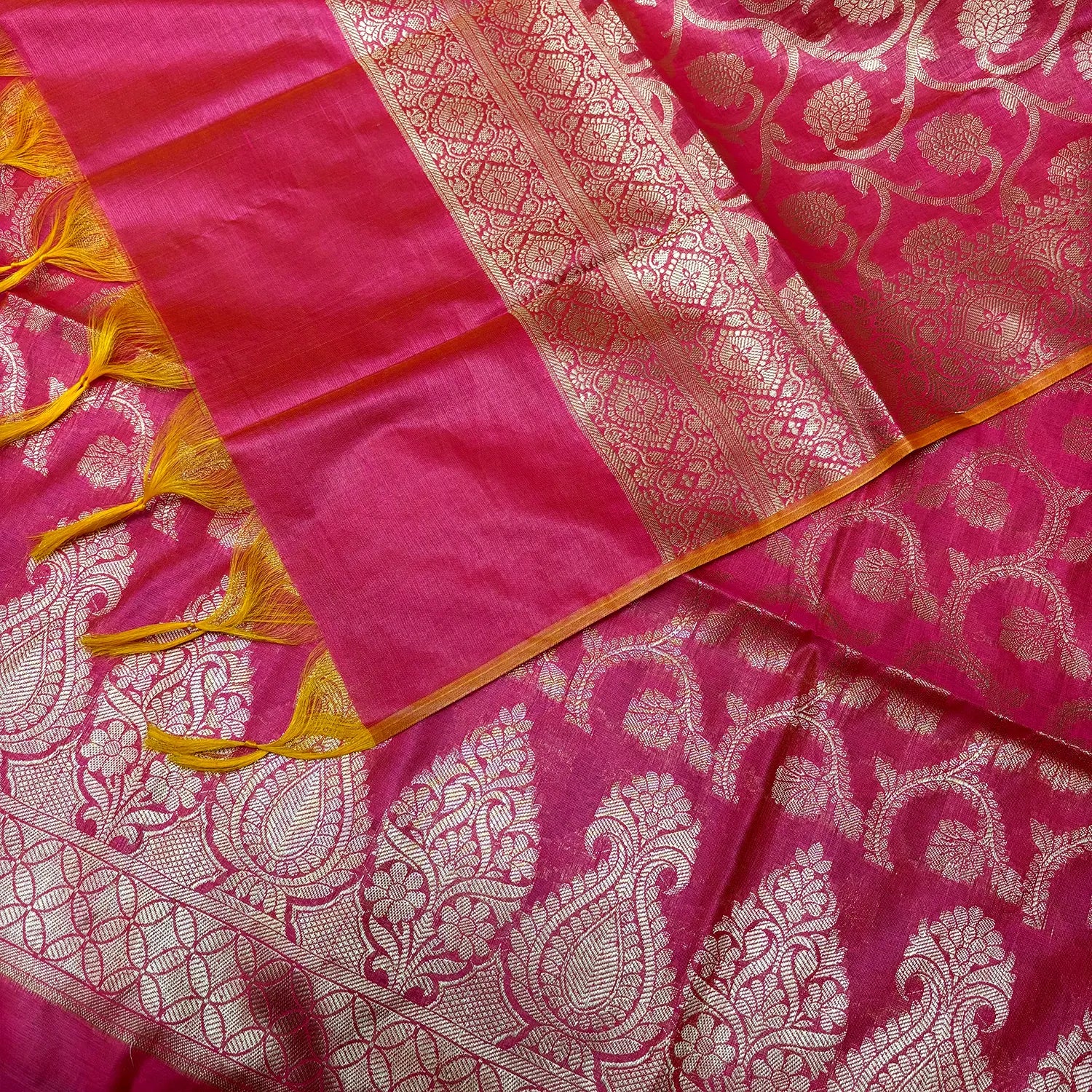 Rani Pink Kalgha Jaal Banarasi Silk Suit