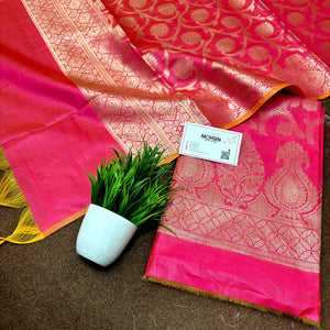 Rani Pink Kalgha Jaal Banarasi Silk Suit