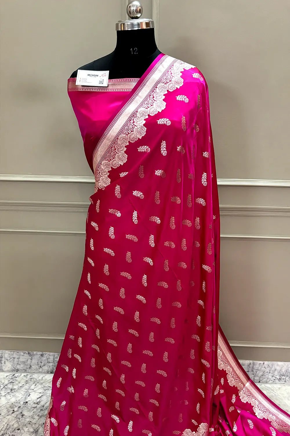 Rani Pink Kanak Buti Katan Silk Banarasi Saree