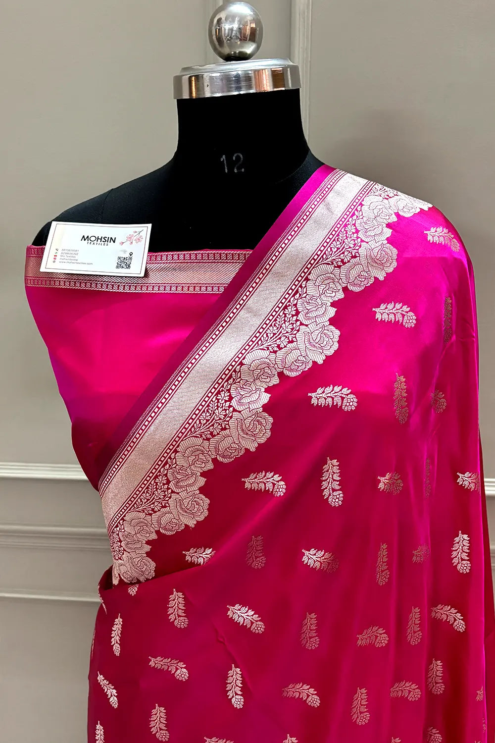 Rani Pink Kanak Buti Katan Silk Banarasi Saree