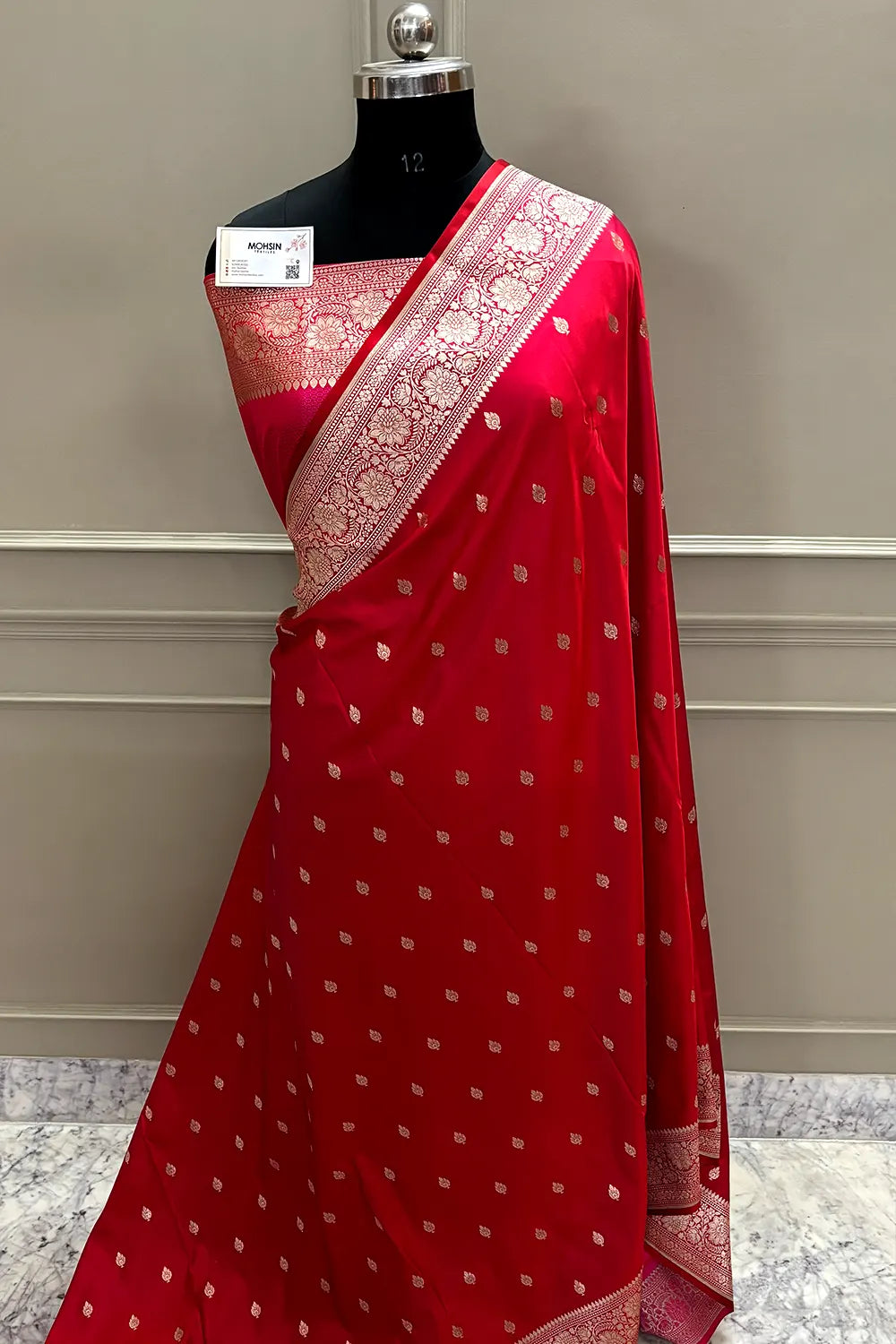 Rani Pink Mario Patti Katan Mashru Silk Banarasi Saree