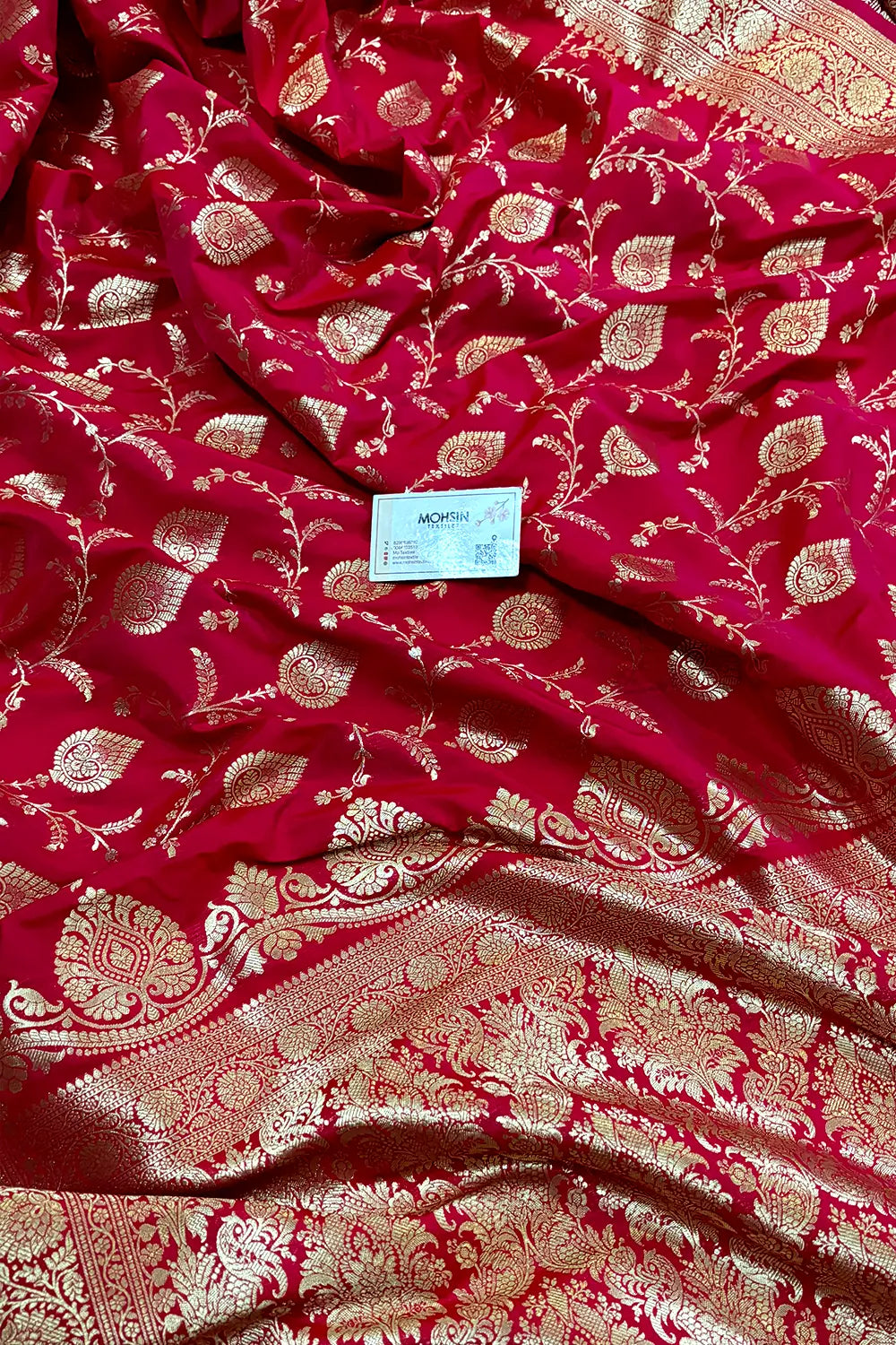 Rani Pink Pandaar Jaal Katan Silk Banarasi Saree