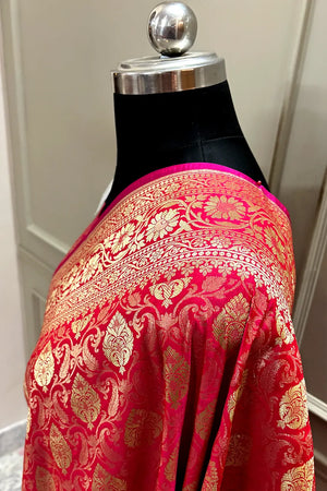 Rani Pink Rajvada Buti Katan Silk Banarasi Saree