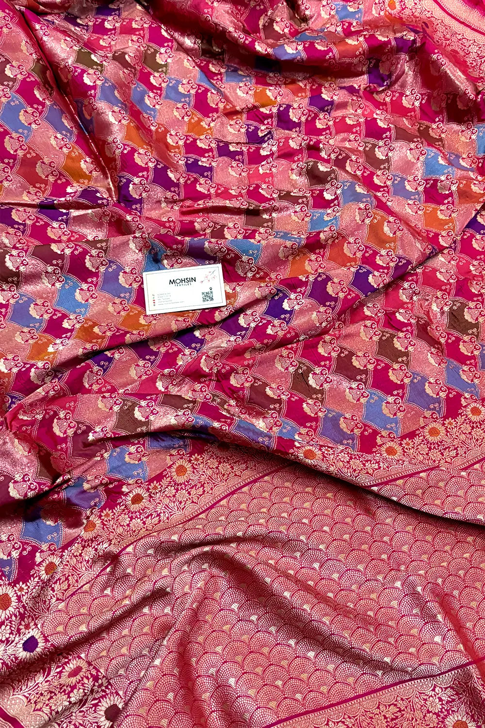 Rani Pink Rangkaat Handloom Pure Katan Silk Banarasi Saree