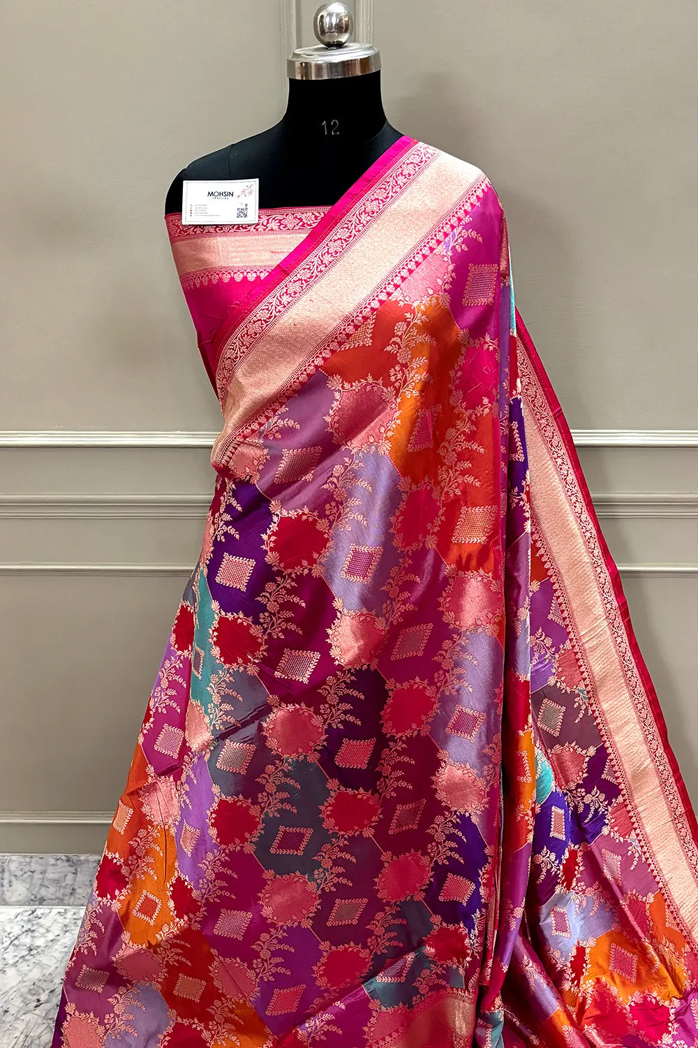 Rani Pink Rangkaat Handloom Pure Katan Silk Banarasi Saree