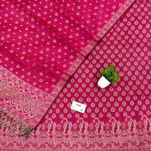 Rani Pink Surahi Buti Cotton Silk Banarasi Suit
