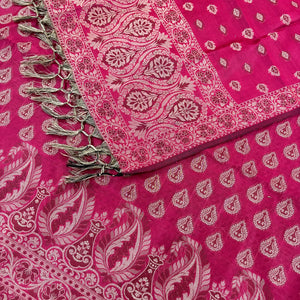 Rani Pink Surahi Buti Cotton Silk Banarasi Suit