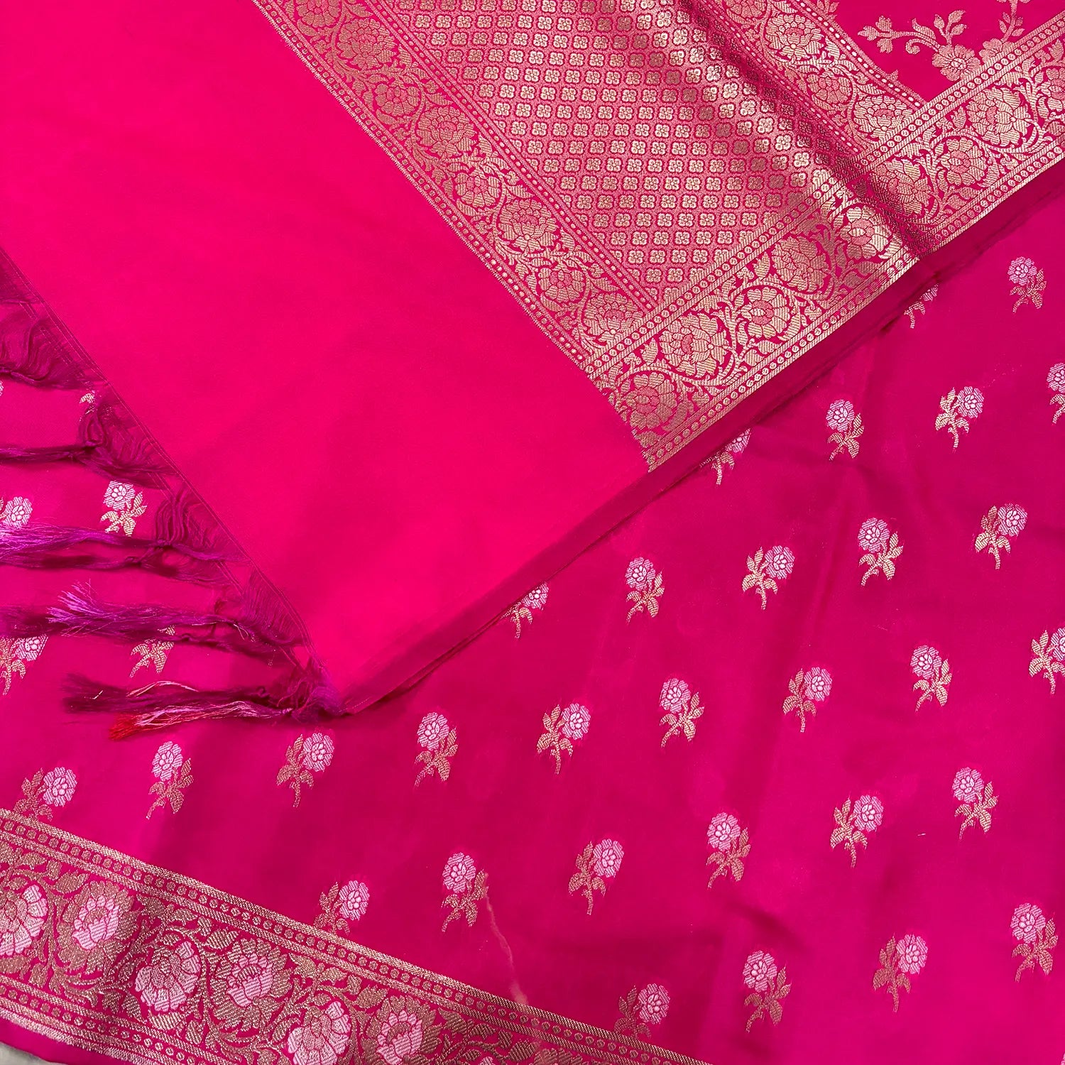 Rani Pink Zari Katan Silk Banarasi Suit