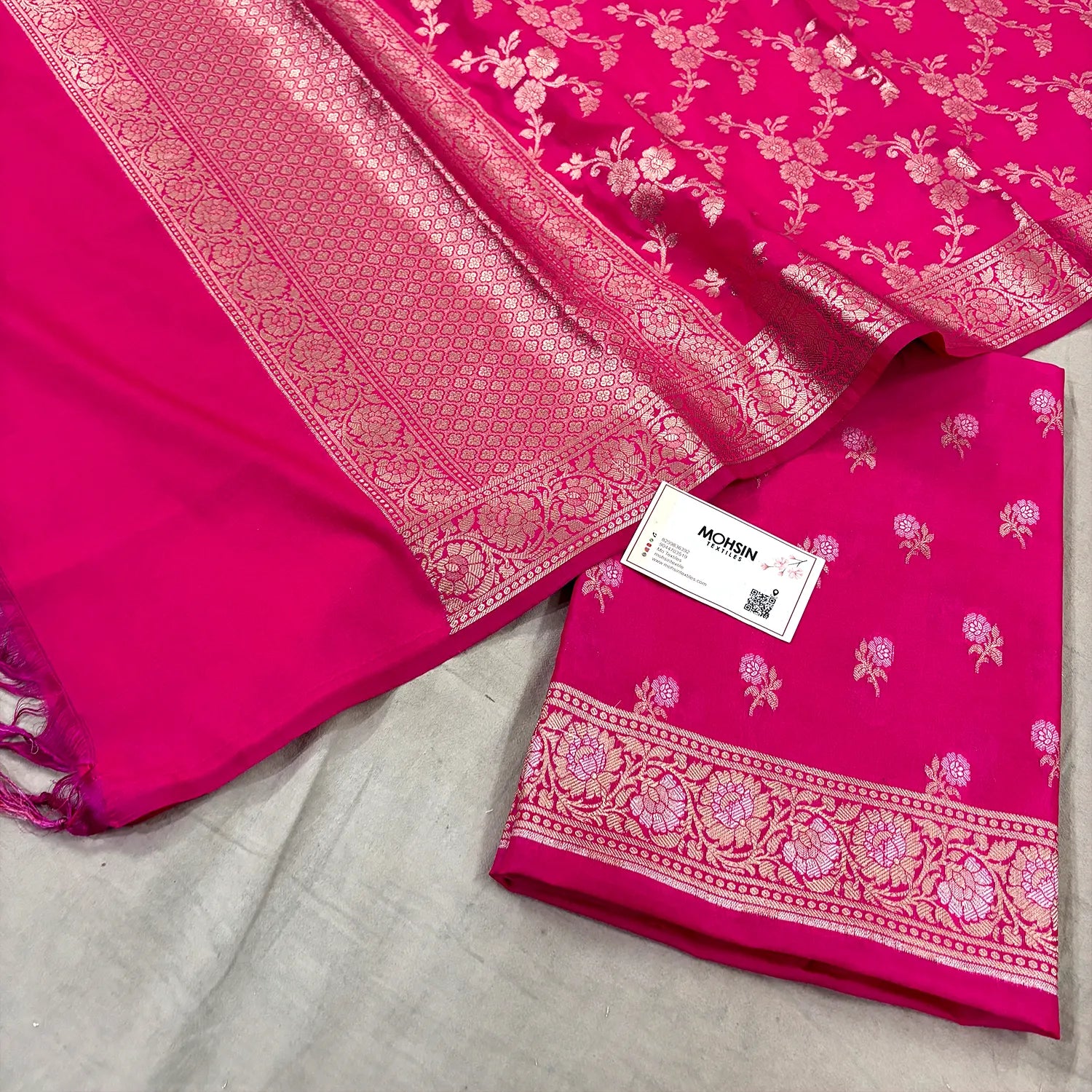 Rani Pink Zari Katan Silk Banarasi Suit